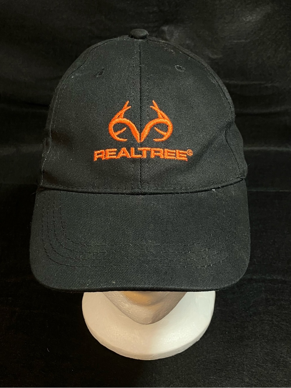 Realtree Men's Black Baseball Cap Orange Antler Logo Hunting Hat OSFM